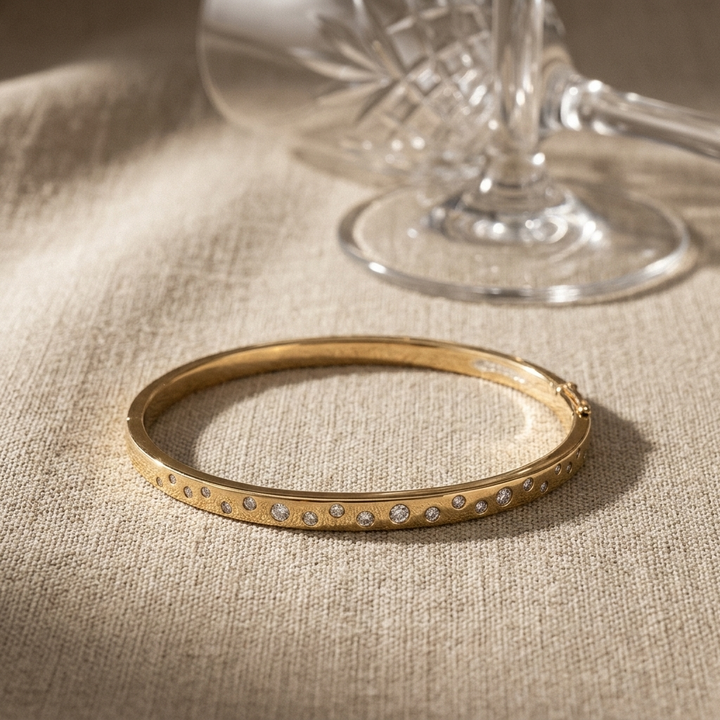 Diamond Burnish Gold Bangle