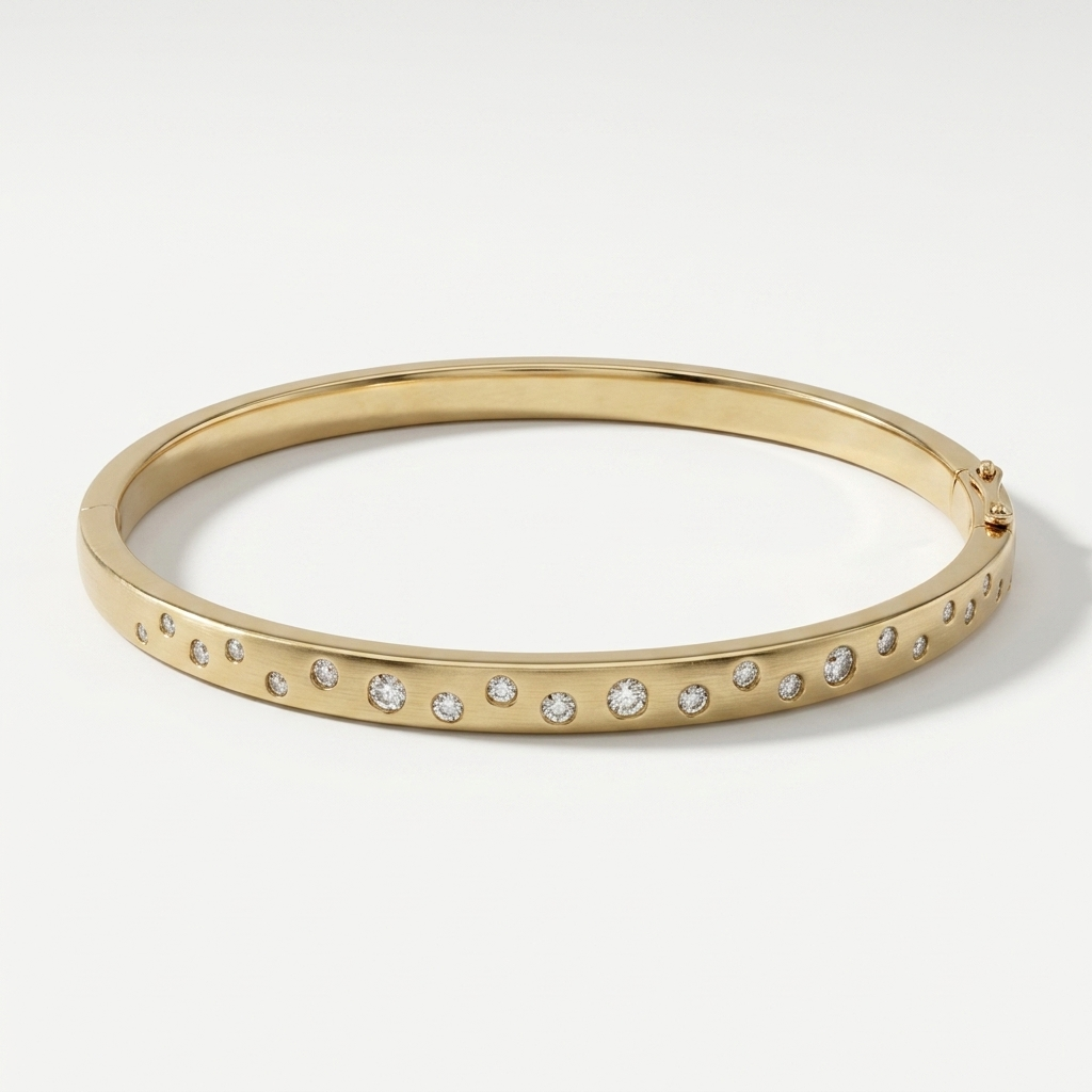 Diamond Burnish Gold Bangle