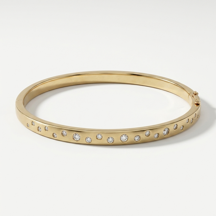Diamond Burnish Gold Bangle