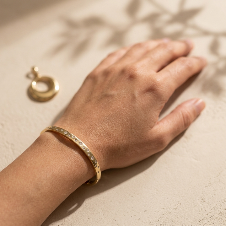 Diamond Burnish Gold Bangle