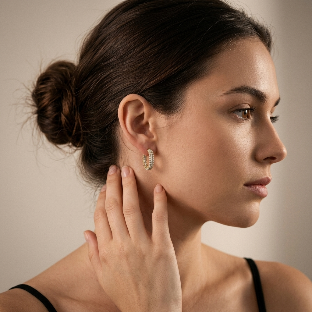 Chic diamond multi-row hoop earrings, combining classic style with brilliant sparkle