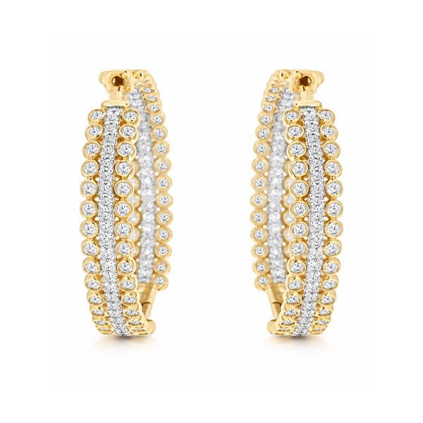 Multi-Row Diamond Hoop Earrings