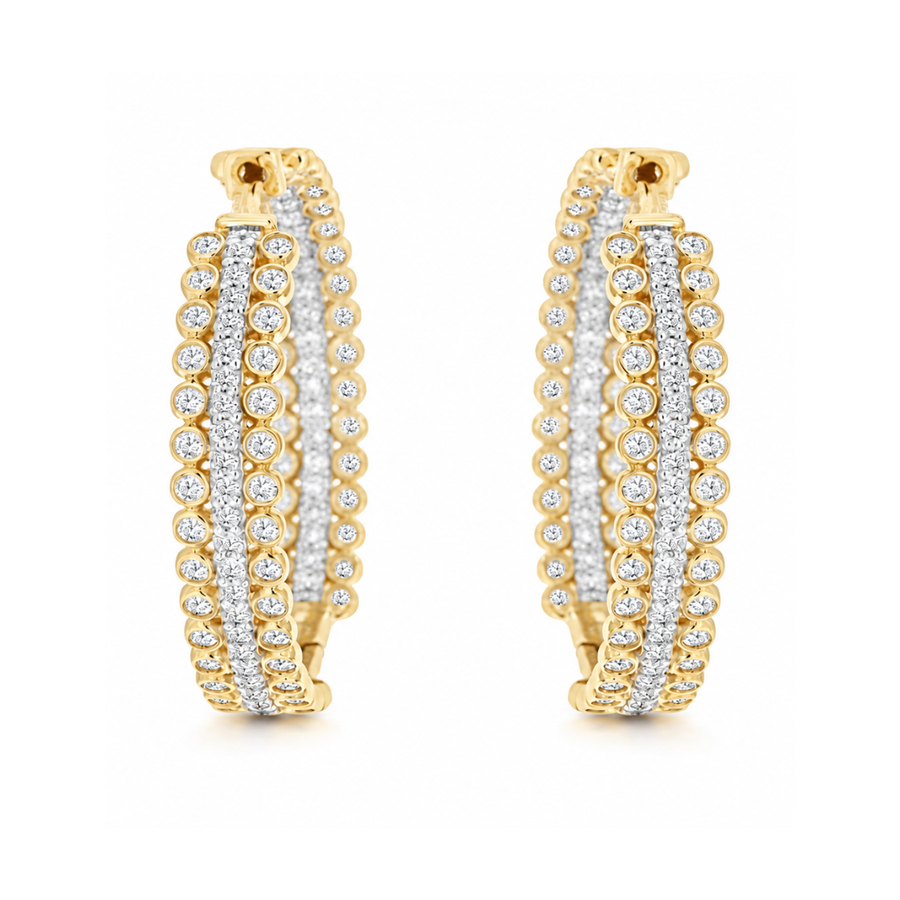 Chic diamond multi-row hoop earrings, combining classic style with brilliant sparkle