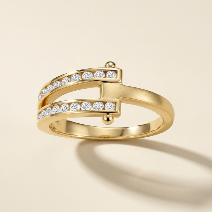 Diamond Buckle Gold Ring