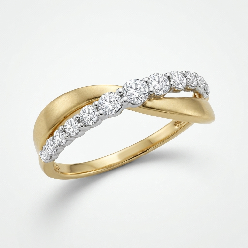 Diamond Two Tone Crossover Ring