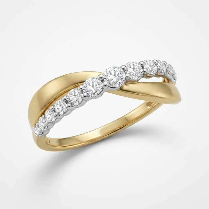 Diamond Two Tone Crossover Ring