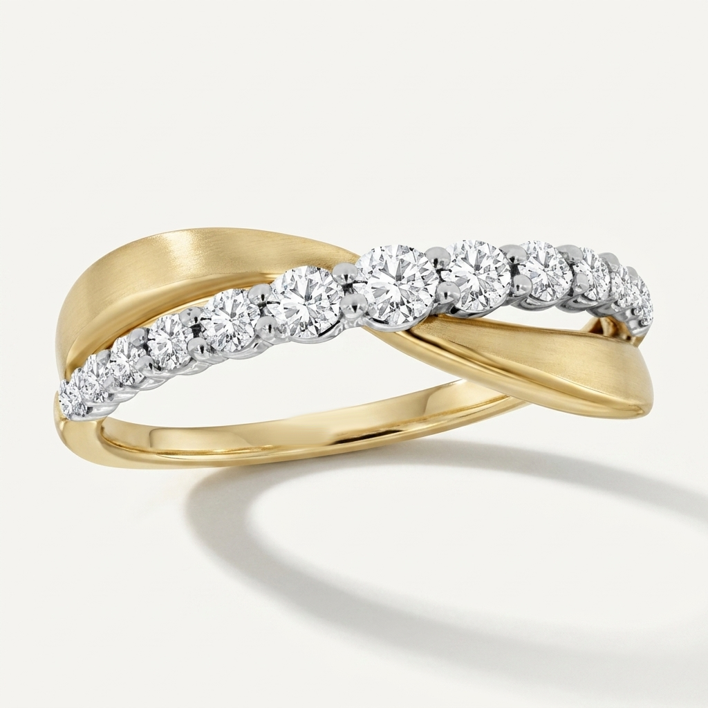 Diamond Two Tone Crossover Ring