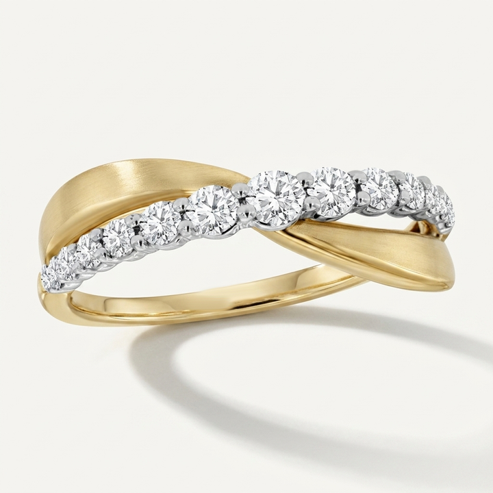 Diamond Two Tone Crossover Ring