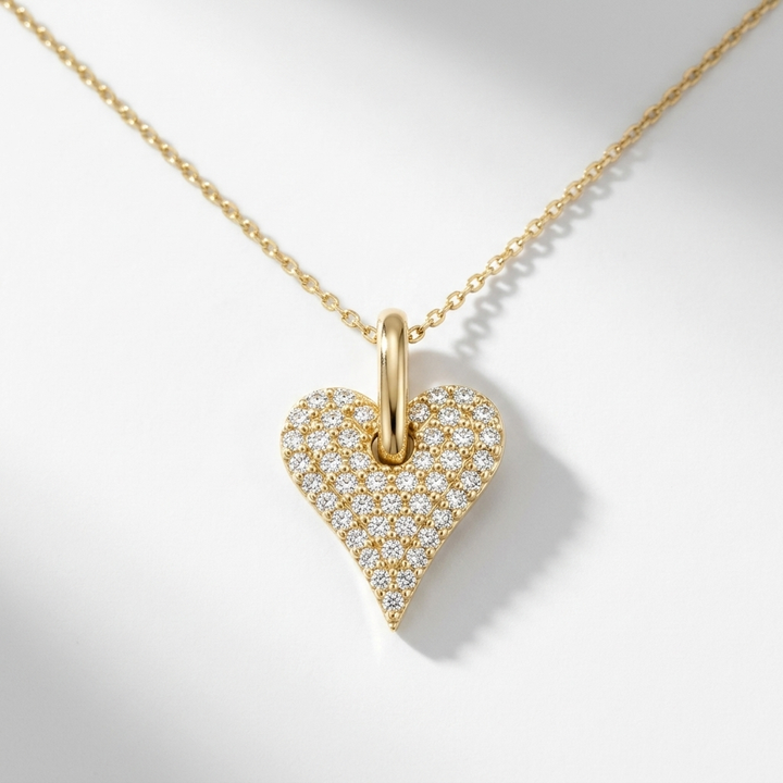 Puff Diamond Pave Heart Necklace