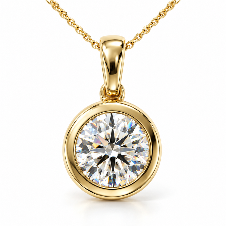 Round Lab Grown Diamond Bezel Necklace