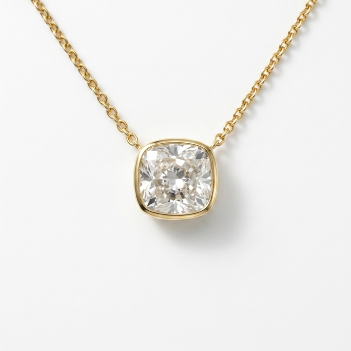 Beautiful 1.00cts cushion-cut lab grown diamond solitaire necklace, adding radiant sparkle to any occasion