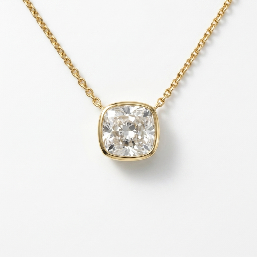Beautiful 1.00cts cushion-cut lab grown diamond solitaire necklace, adding radiant sparkle to any occasion