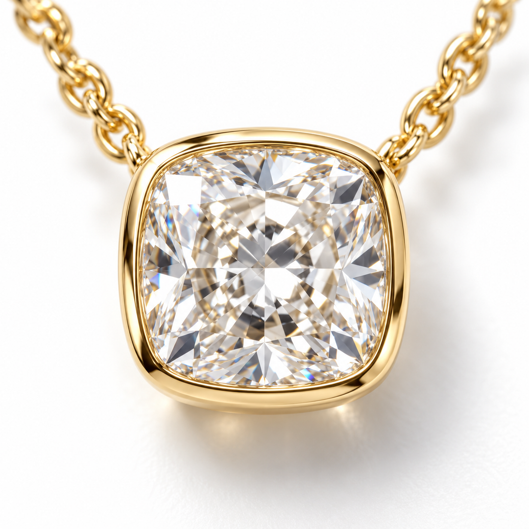 1.00cts Cushion Lab Grown Diamond Solitaire Necklace