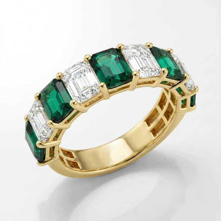 4.30ctw Emerald Gemstone & Diamond Lab Grown Diamond Ring