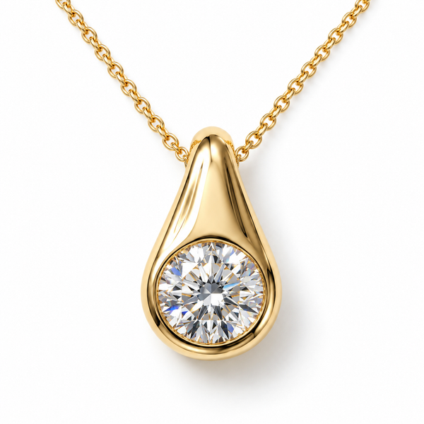 Round Lab Grown Diamond Bezel Set Geometric Necklace