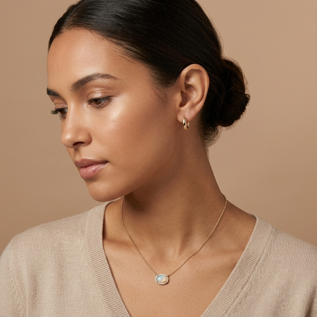 Opal & Diamond Halo Necklace