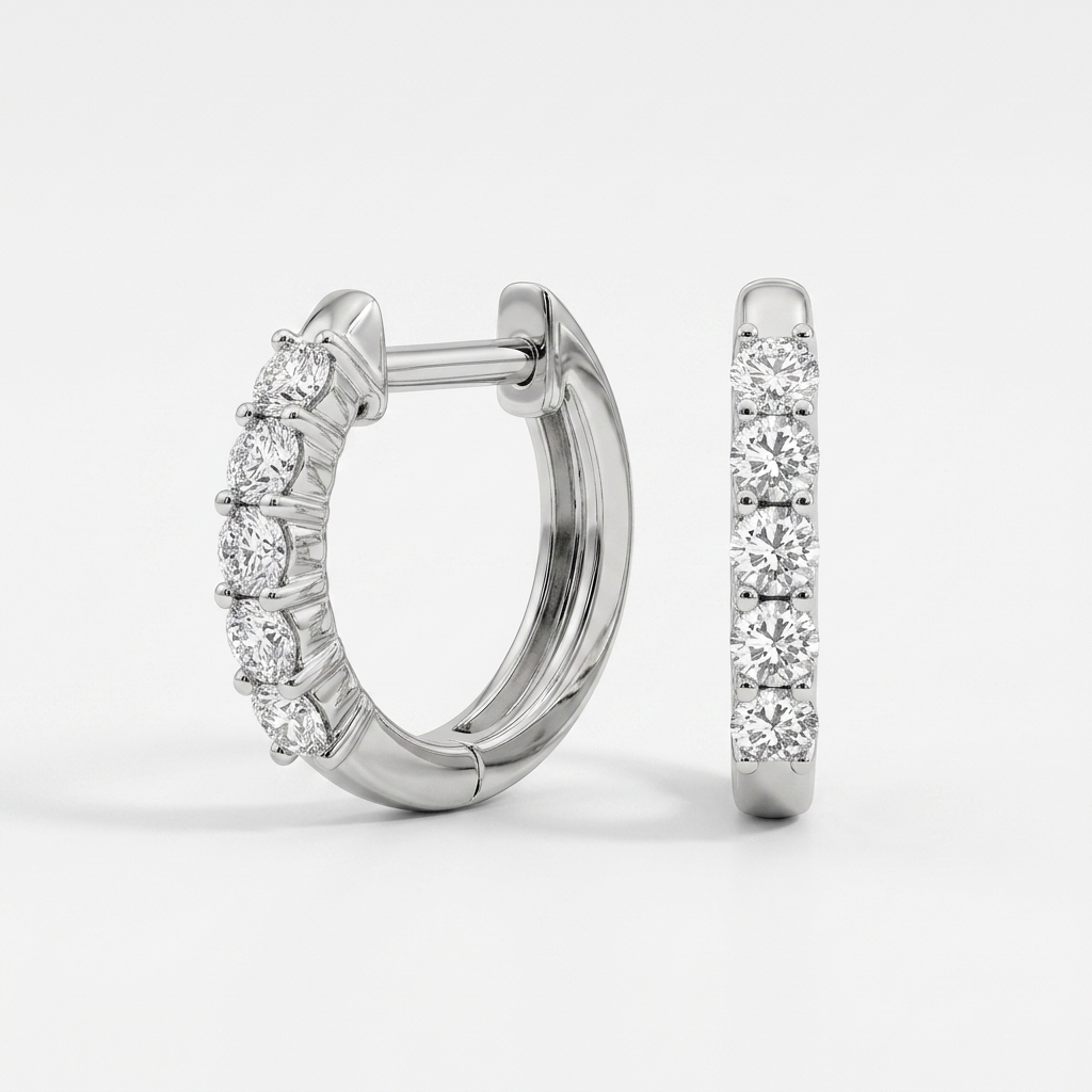 Petite Diamond White Gold Hoop Earrings