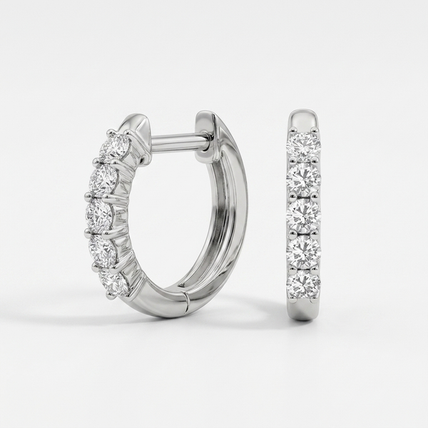 Petite Diamond White Gold Hoop Earrings