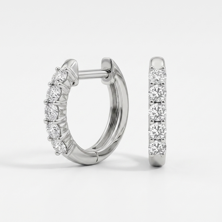 Petite Diamond White Gold Hoop Earrings