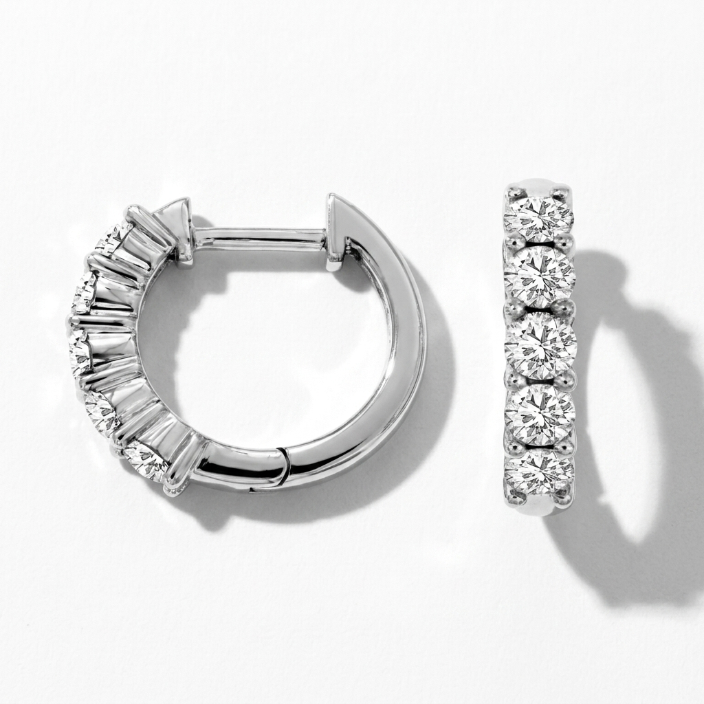 1.00ctw Diamond White Gold Hoops
