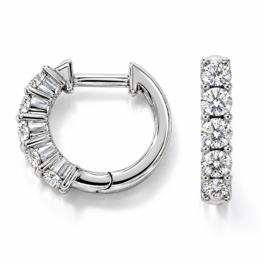 1.00ctw Diamond White Gold Hoops