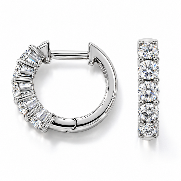 1.00ctw Diamond White Gold Hoops