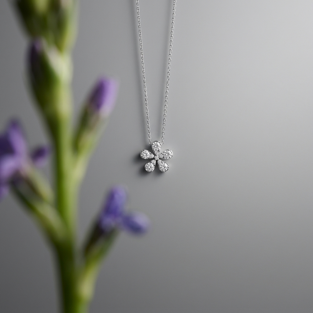 0.50ctw Diamond Floral 14kt White Gold Necklace