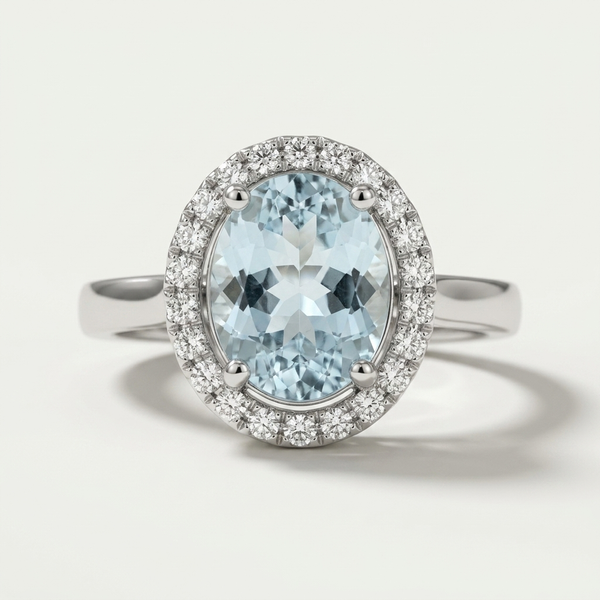 2.25ctw Oval Aquamarine & Diamond Halo Ring