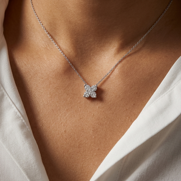 Round Diamond X Necklace