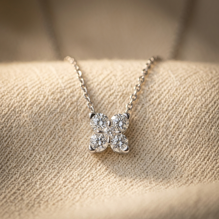 Round Diamond X Necklace