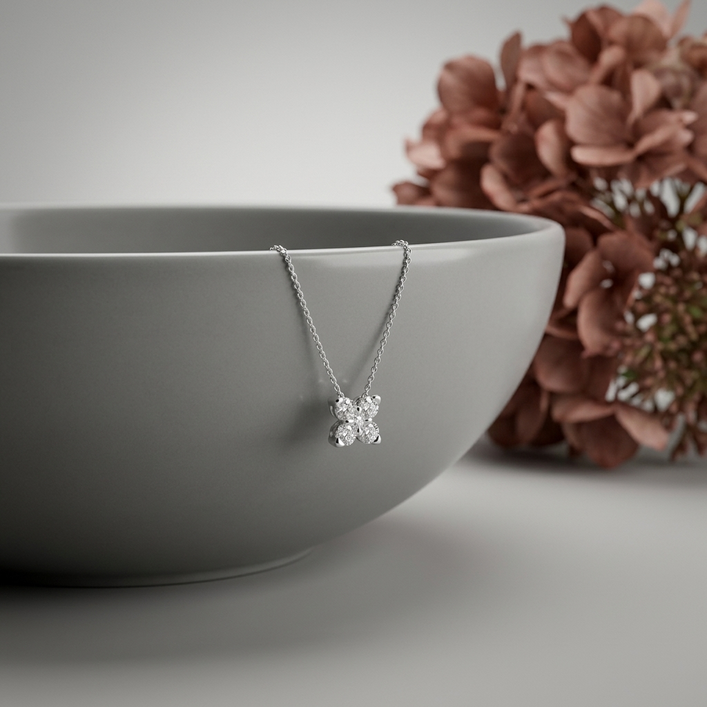 Round Diamond X Necklace