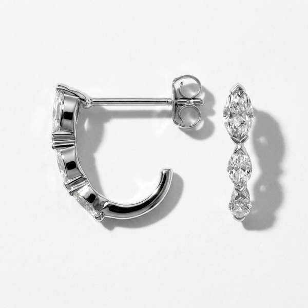 0.66ctw Marquise J Hoop Earrings