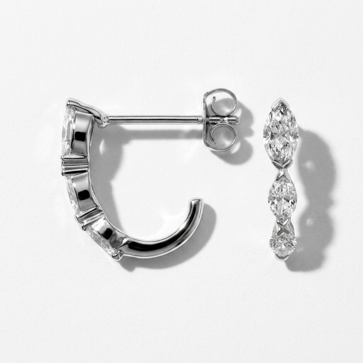 0.66ctw Marquise J Hoop Earrings