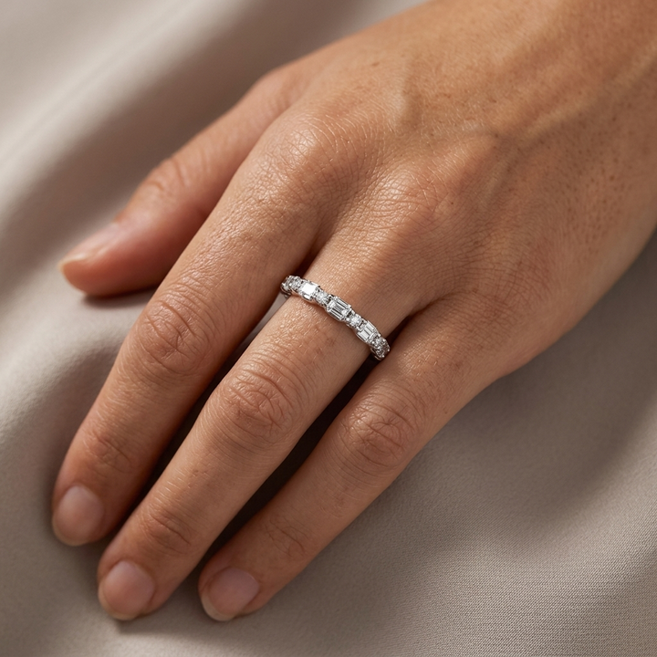 0.70ctw Round & Emerald Cut Alternating Band