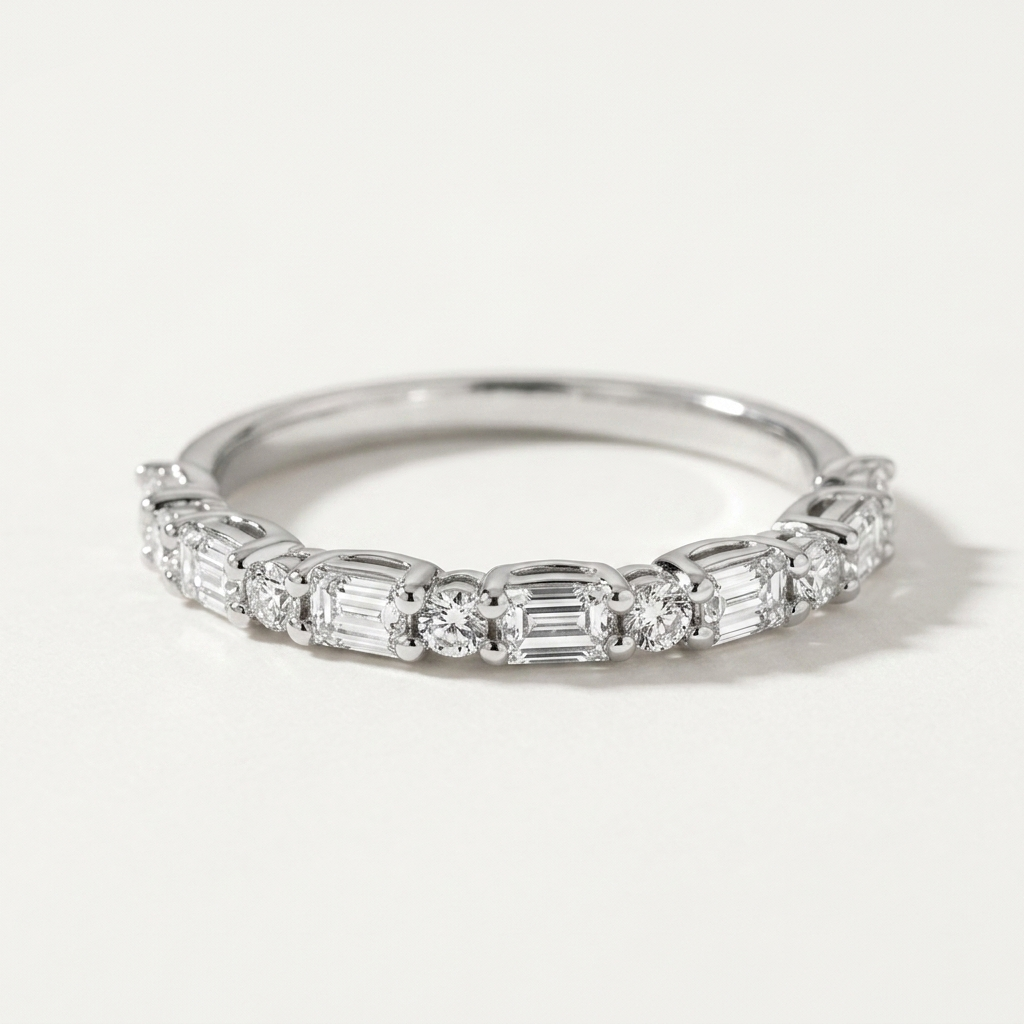 0.70ctw Round & Emerald Cut Alternating Band