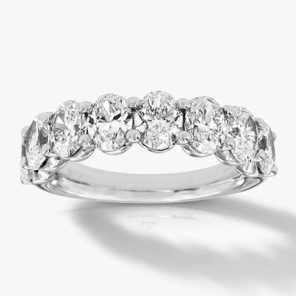 Sophisticated 4.20ctw oval-cut lab grown diamond band in white gold, crafted for everyday wear with enduring brilliance