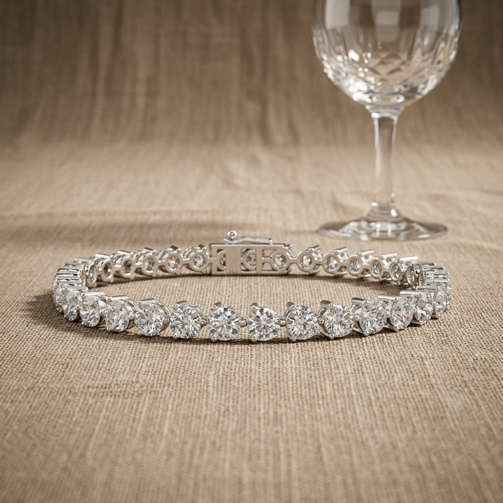 8.75ctw Round Cut Lab Grown 3 Prong Diamond Bracelet