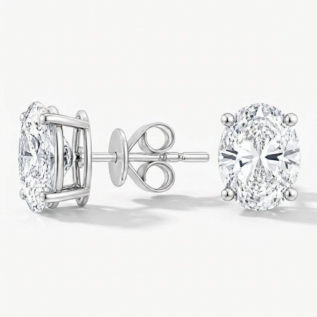 Classic 4.00ctw oval-cut lab grown diamond stud earrings, a timeless classic for everyday elegance