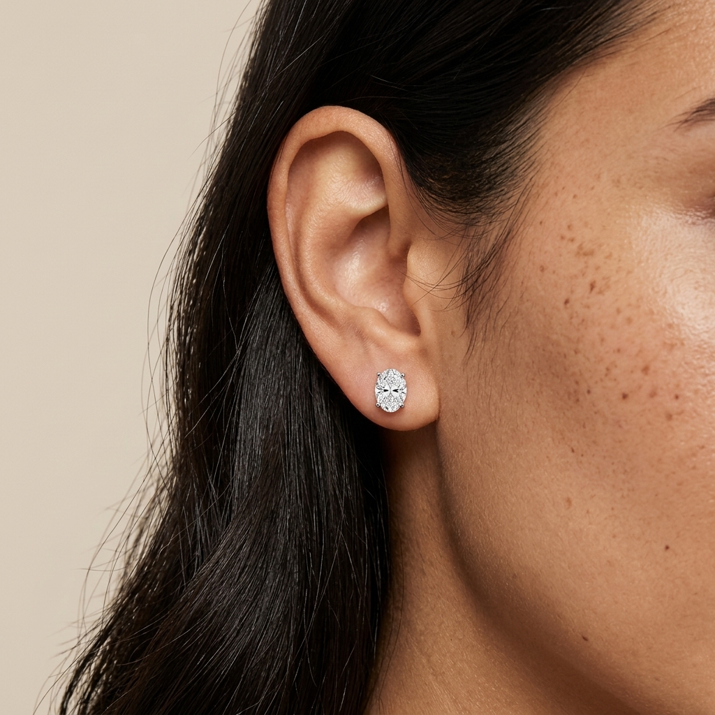 Classic 4.00ctw oval-cut lab grown diamond stud earrings, a timeless classic for everyday elegance
