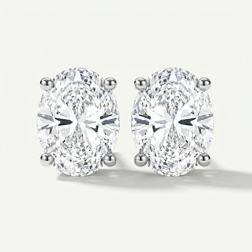 Classic 4.00ctw oval-cut lab grown diamond stud earrings, a timeless classic for everyday elegance