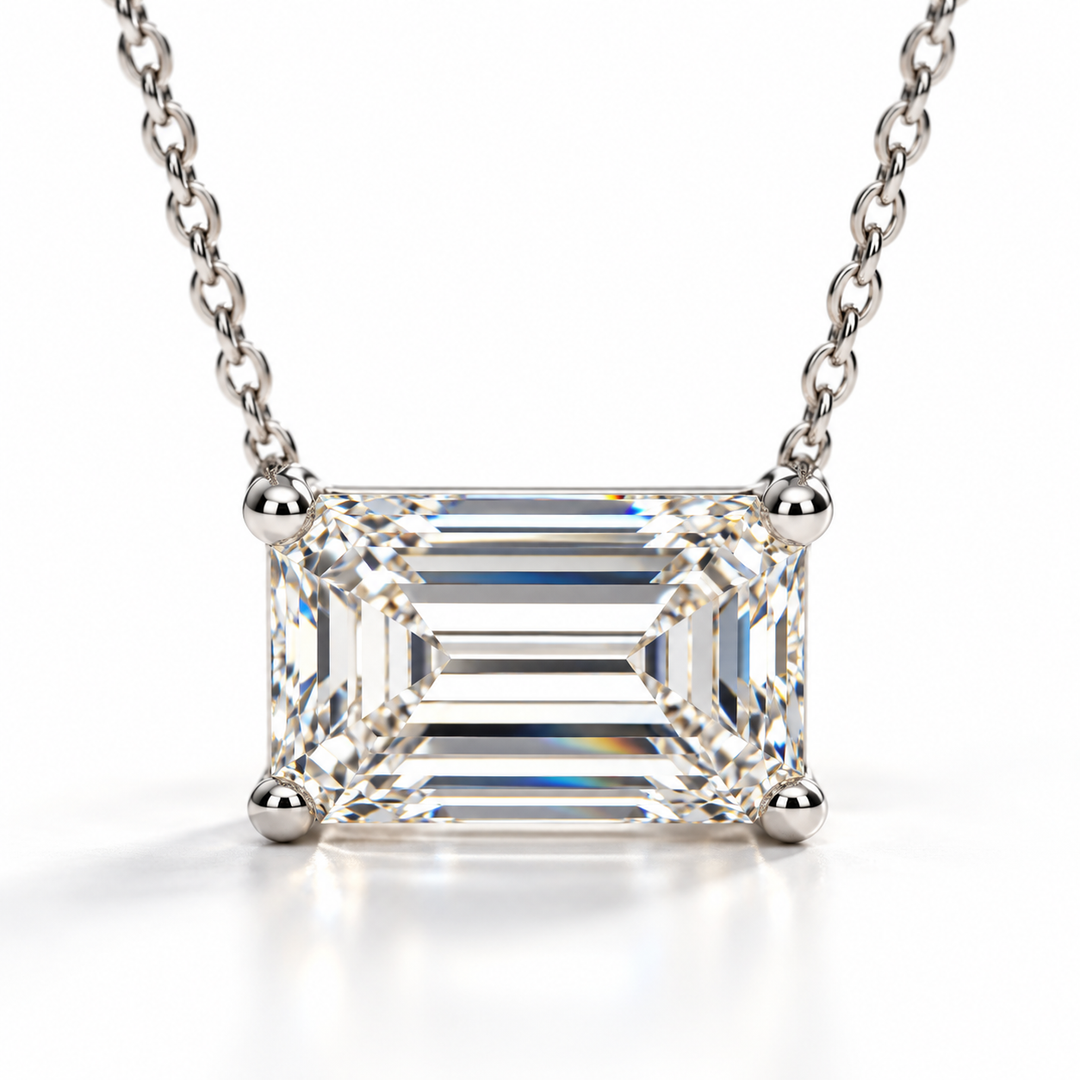 2.03cts Emerald Cut  Lab Grown Diamond Set Necklace
