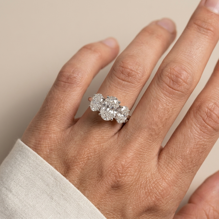 4.20ctw Oval Lab Grown 3-Diamond Ring