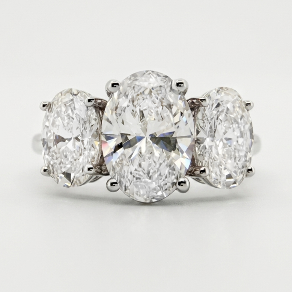 4.20ctw Oval Lab Grown 3-Diamond Ring