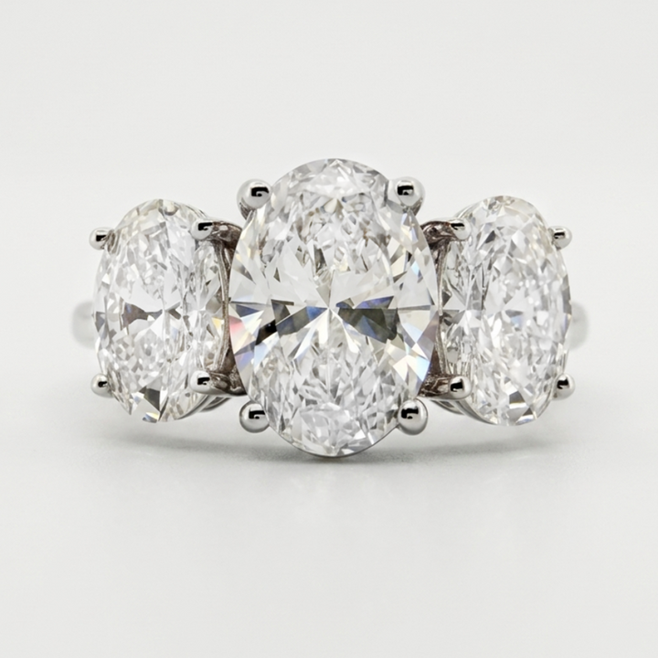 4.20ctw Oval Lab Grown 3-Diamond Ring