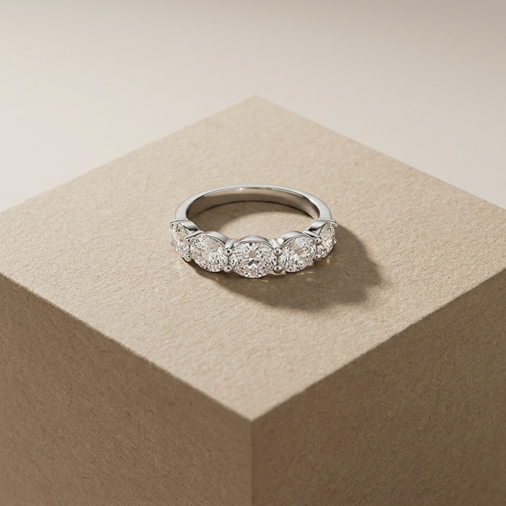 East West Oval Diamond White Gold Ring