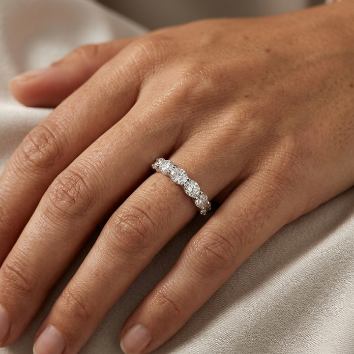 East West Oval Diamond White Gold Ring