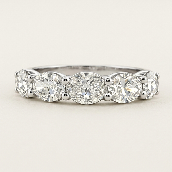 East West Oval Diamond White Gold Ring