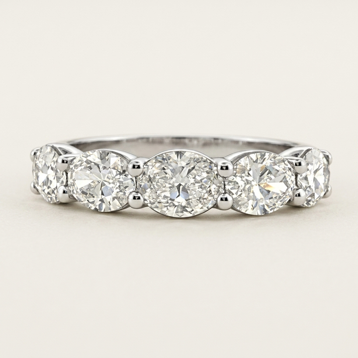 East West Oval Diamond White Gold Ring