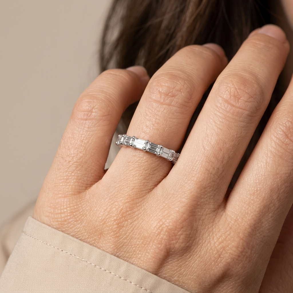 2.00ctw Emerald Cut Lab Grown East West Band