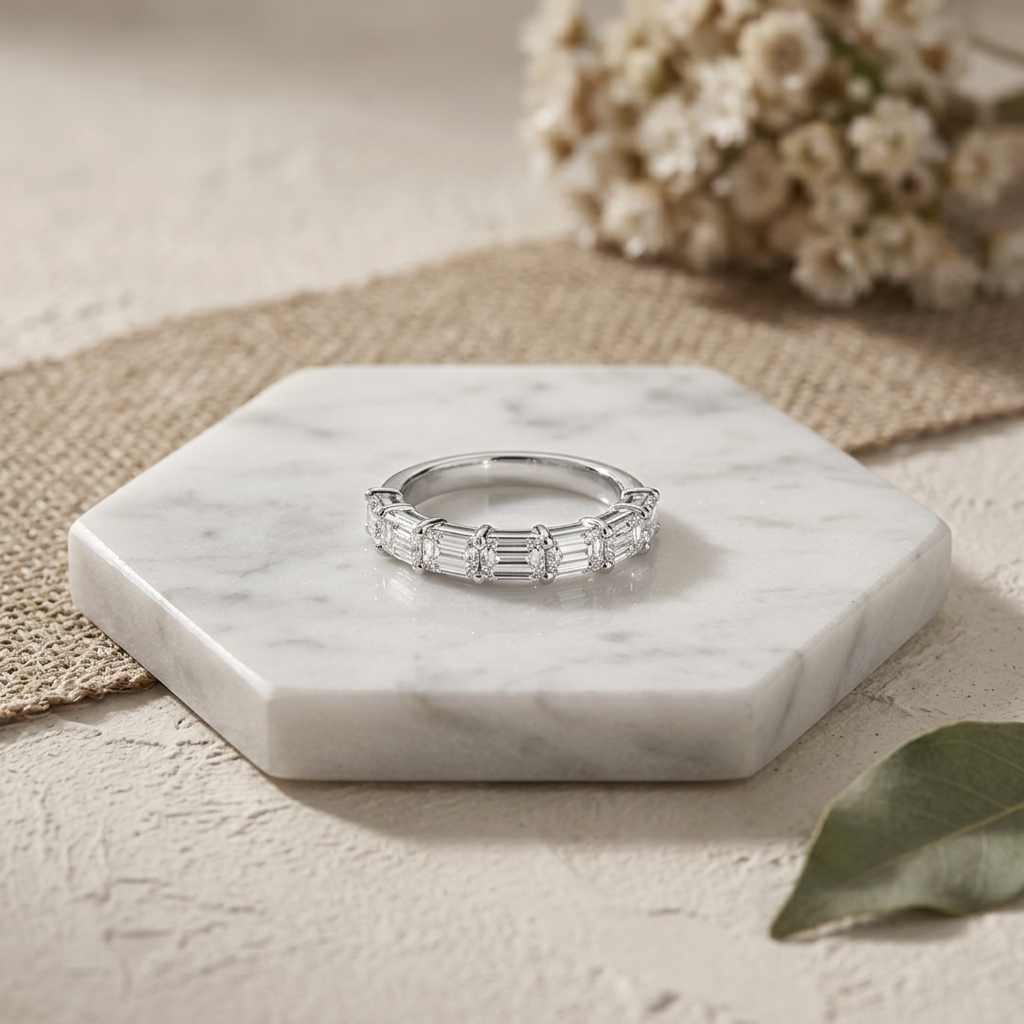 2.00ctw Emerald Cut Lab Grown East West Band
